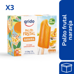 Pack x3 Palito frutal naranja Grido 20u de 55gr