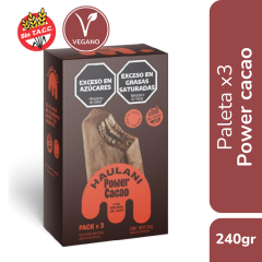 Paleta Power Cacao con Melena de león Pack 3 unidades Haulani 240gr